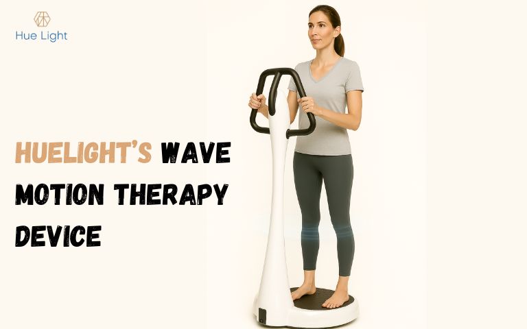 Lady standing on the wave motion therapy device