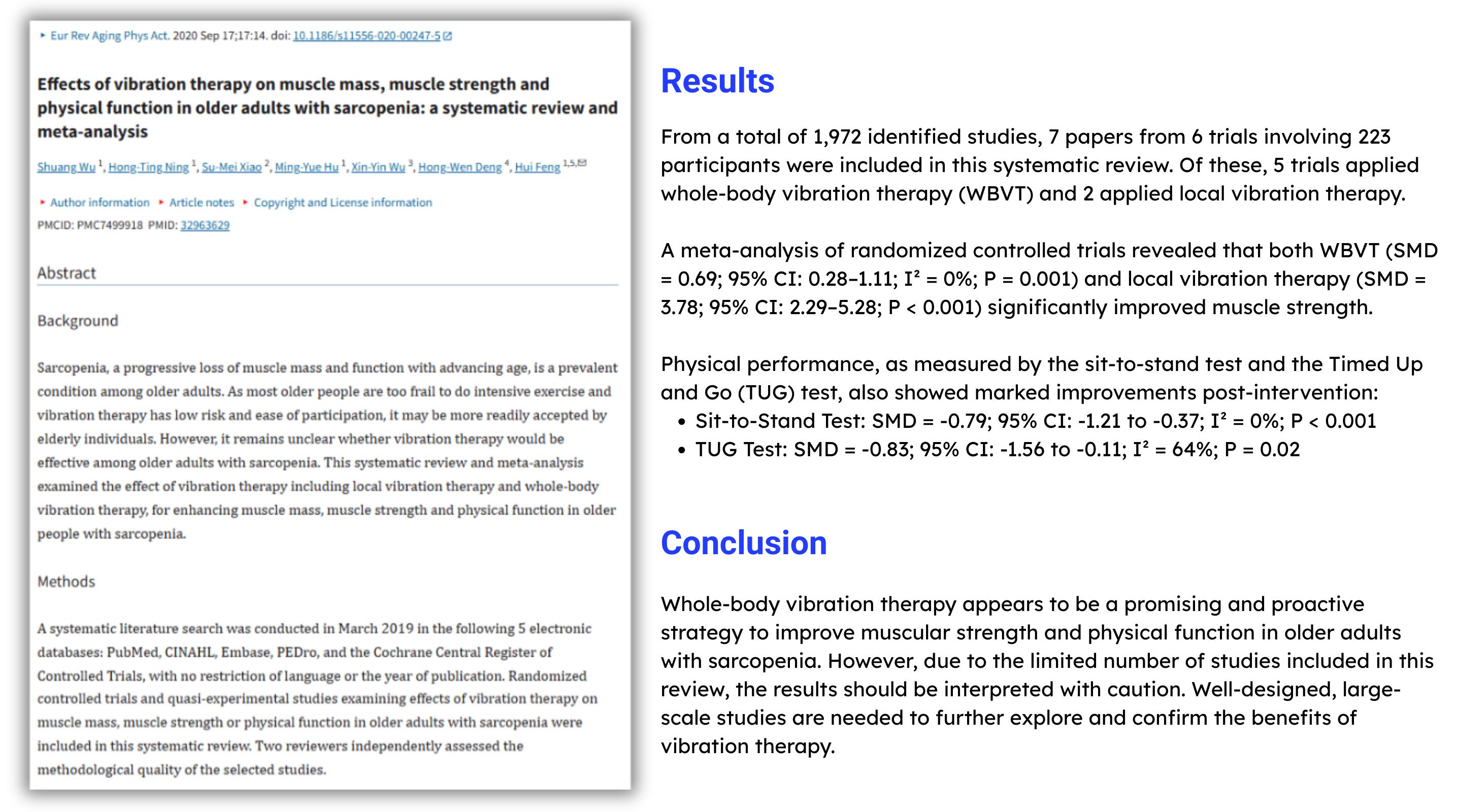 Research on effect on vibration on muscle mass
