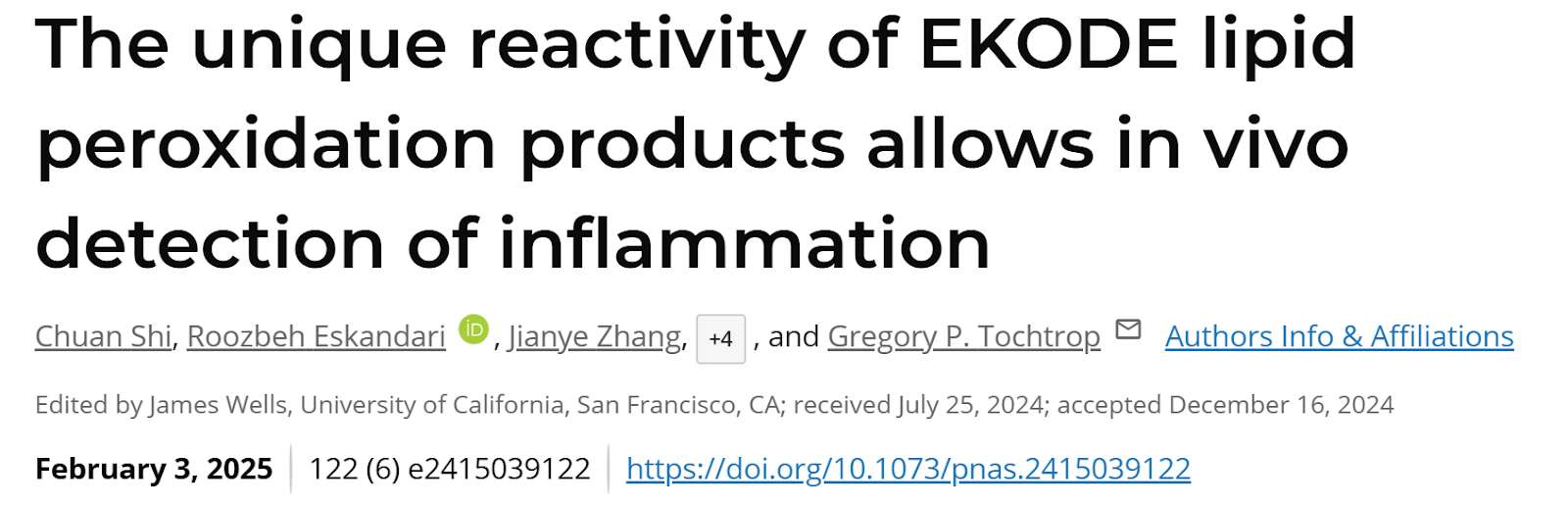 Study on EKODE lipid peroxidation products for in vivo inflammation detection
