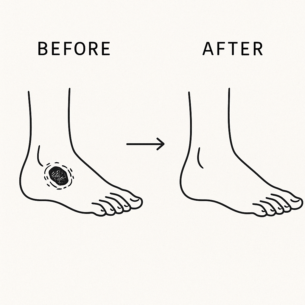 A comparison of a diabetic foot before and after wound healing treatment